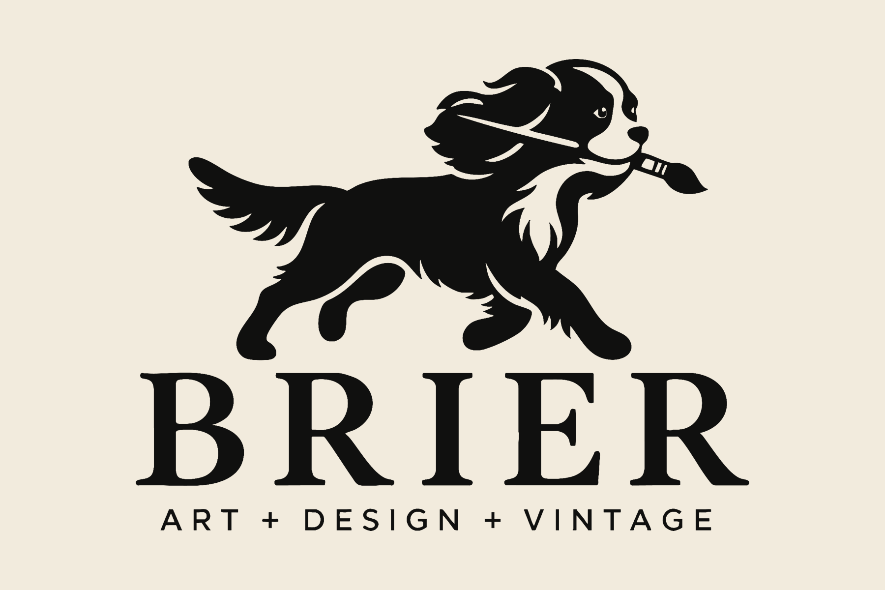 Original BRIER Cavalier carrying a paintbrush above the serif wordmark